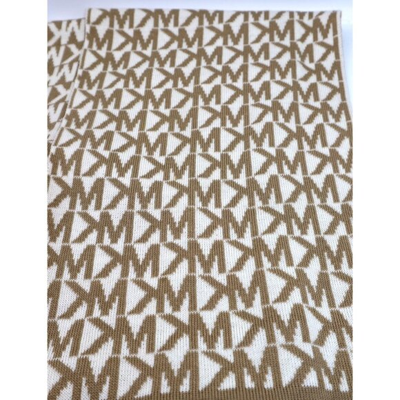 Michael Kors Monogram Scarf Beige & White Cozy Minimalist Aesthetic - Picture 5 of 6